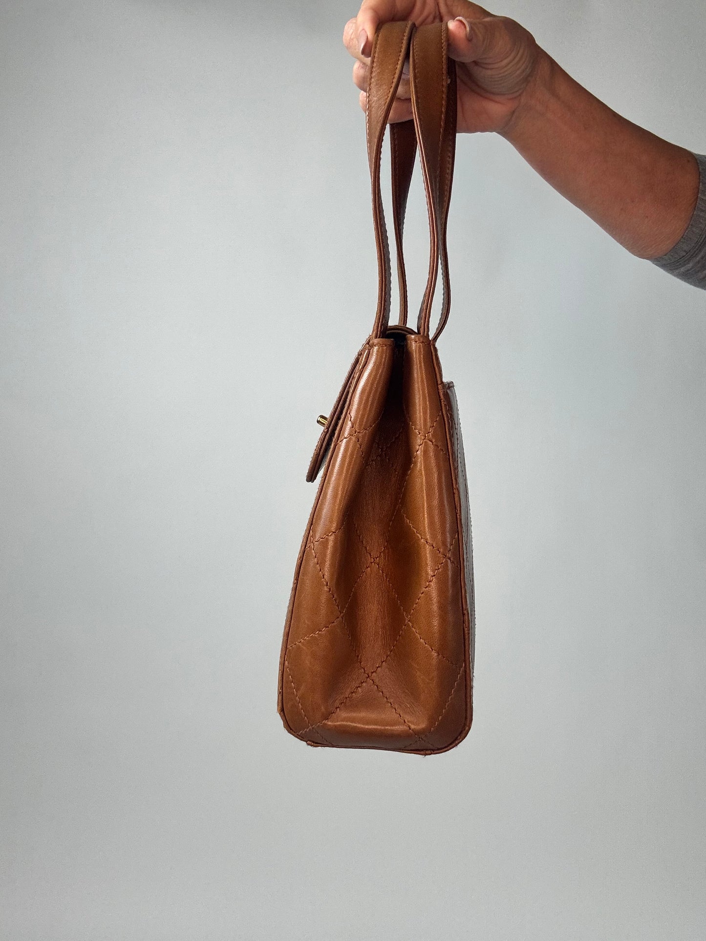 Vintage Chanel Top Handle Flap Bag - Brown