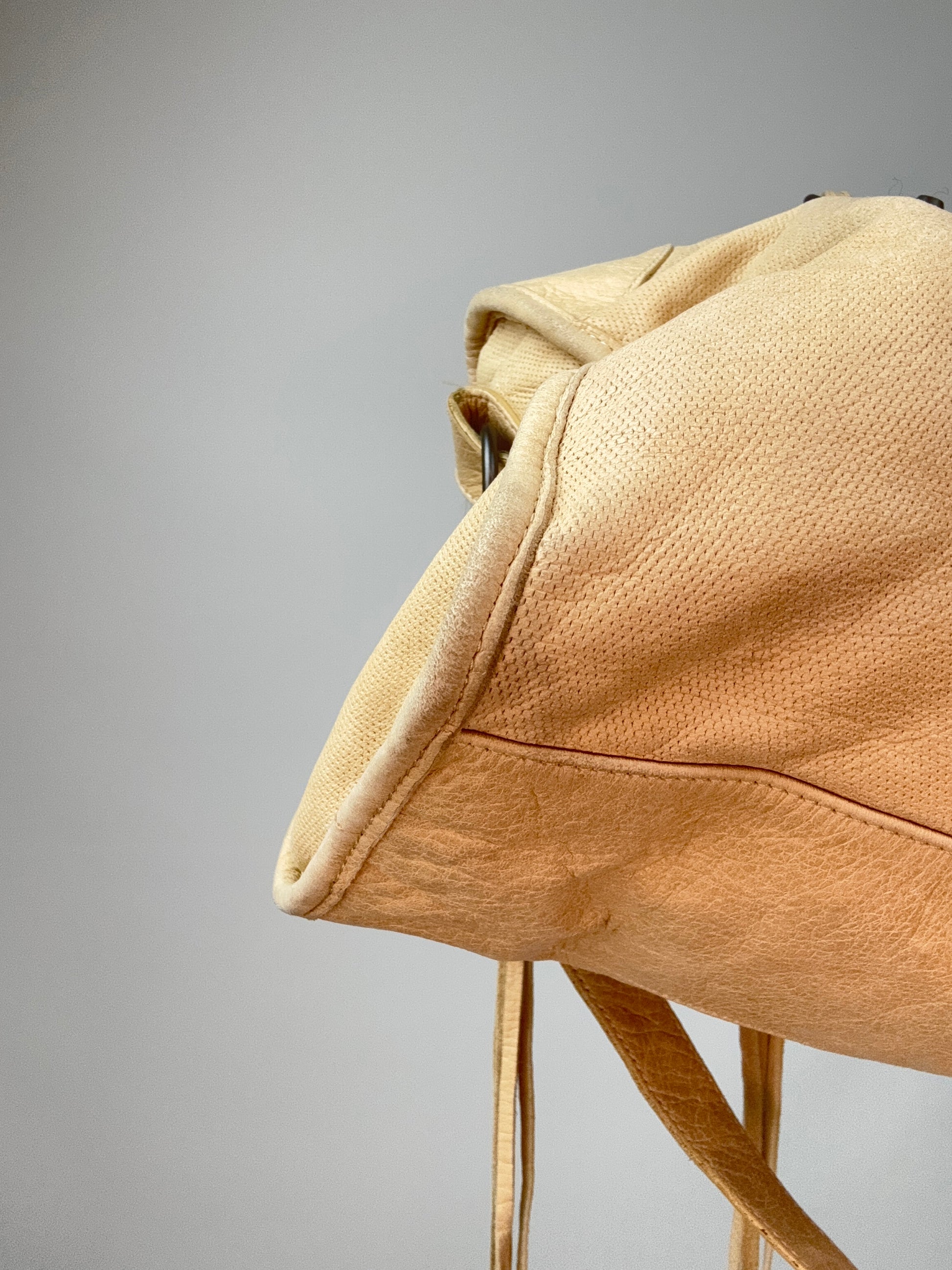 Balenciaga Agneau Leather Motorcycle City Bag Beige back left bottom corner