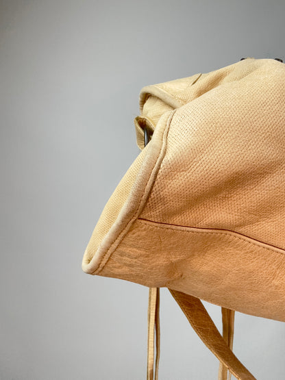 Balenciaga Agneau Leather Motorcycle City Bag Beige back left bottom corner