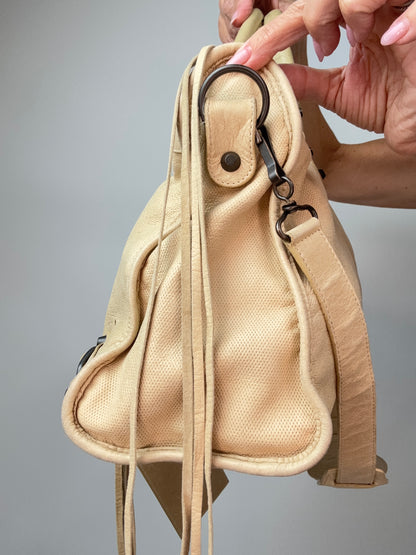 Balenciaga Agneau Leather Motorcycle City Bag Beige right side of bag
