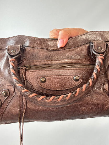 Balenciaga Classic First Motorcycle Bag interior of front top handle