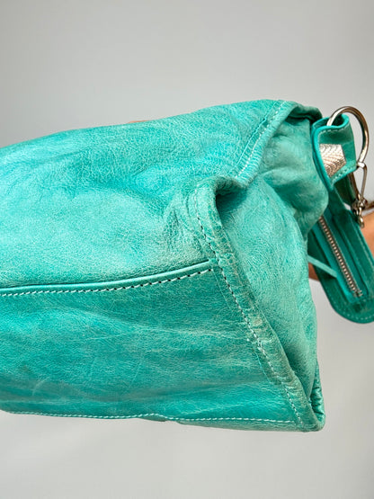 Balenciaga Giant Le City Bag Turquoise back right bottom corner