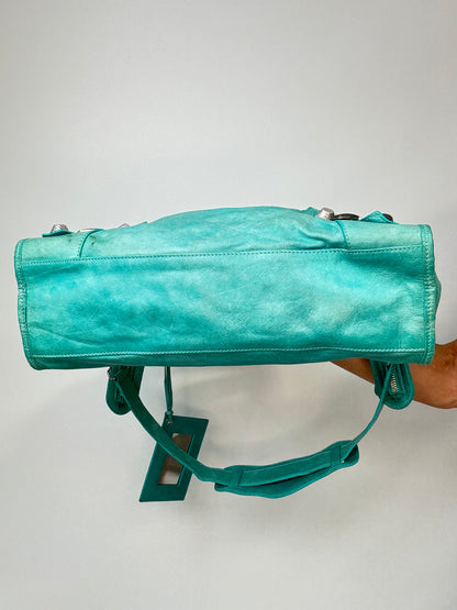 Balenciaga Giant Le City Bag Turquoise bottom of handbag