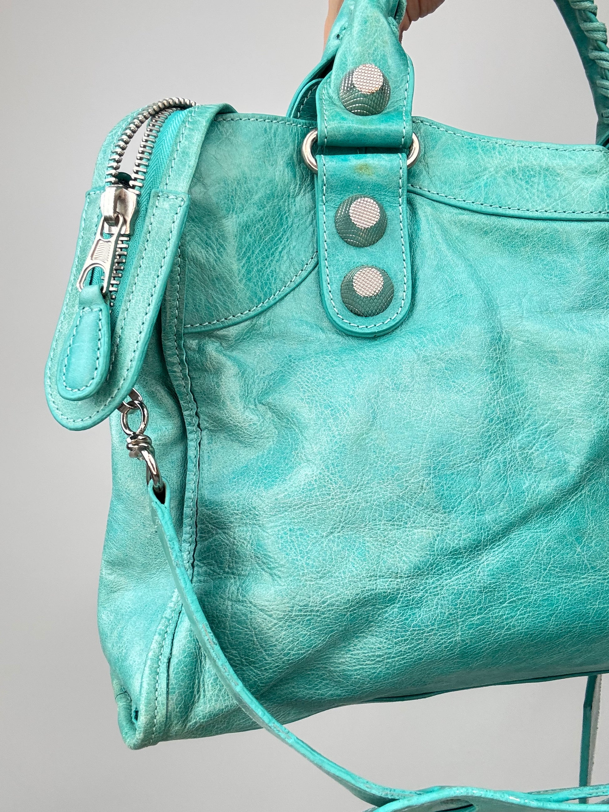 Balenciaga Giant Le City Bag Turquoise left side back