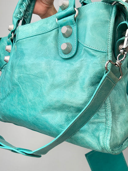 Balenciaga Giant Le City Bag Turquoise right side back