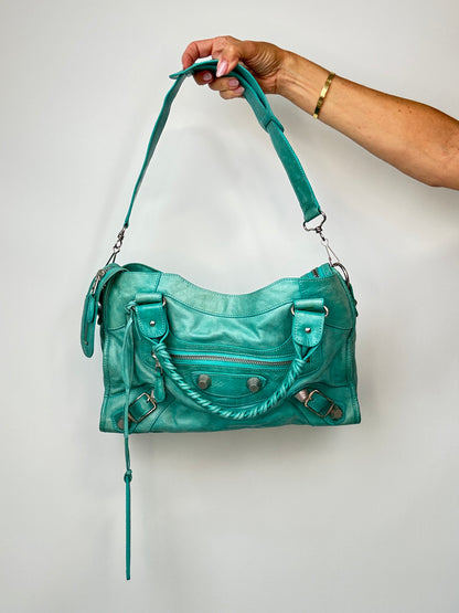 Balenciaga Giant Le City Bag Turquoise with detachable shoulder strap
