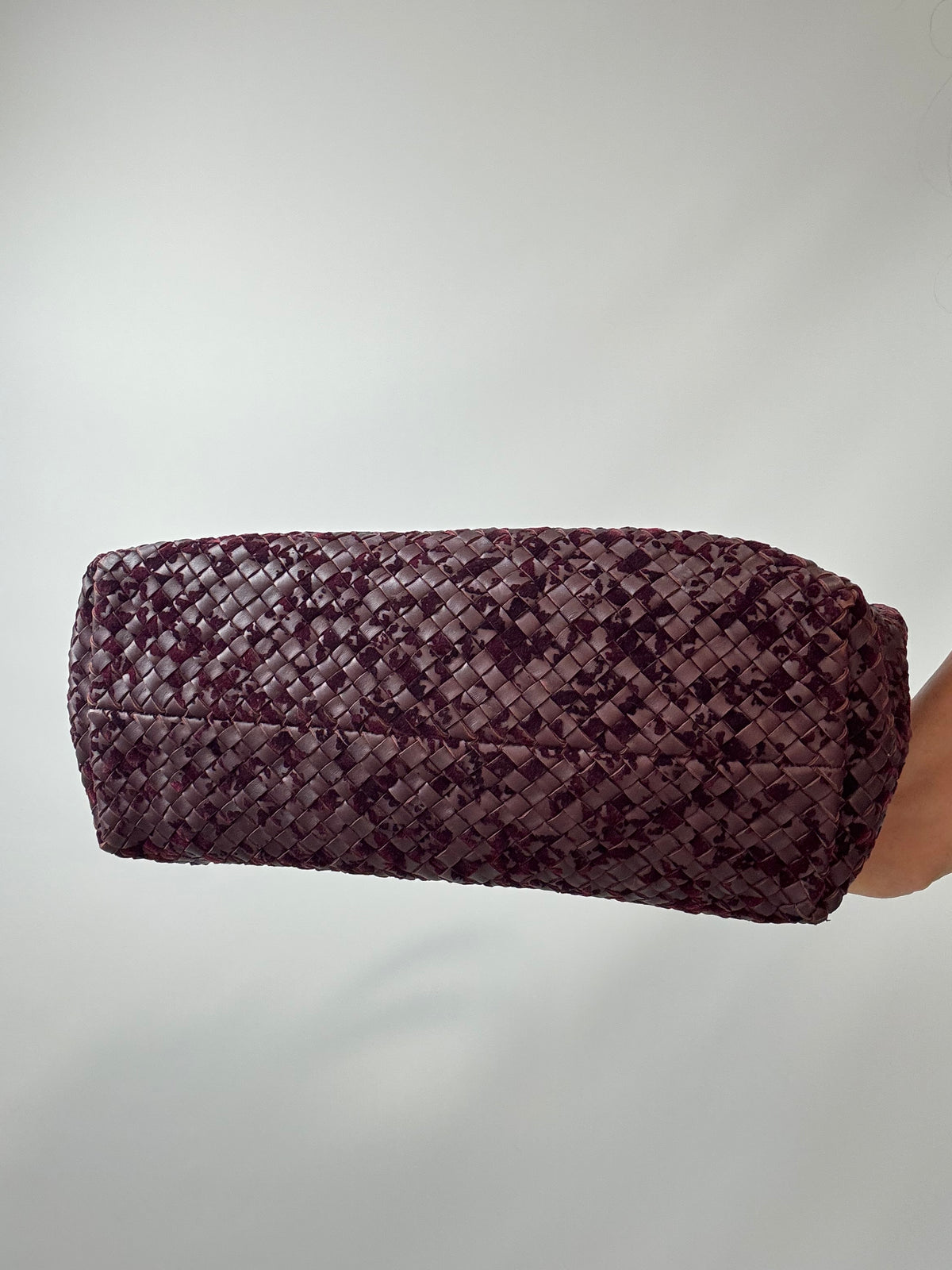 Bottega Veneta Cabat Intrecciato Velvet and Leather Tote bottom