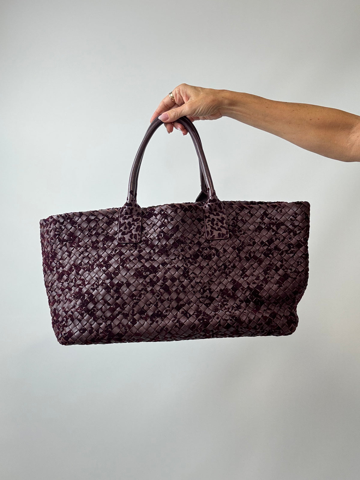 Bottega Veneta Cabat Intrecciato Velvet and Leather Tote