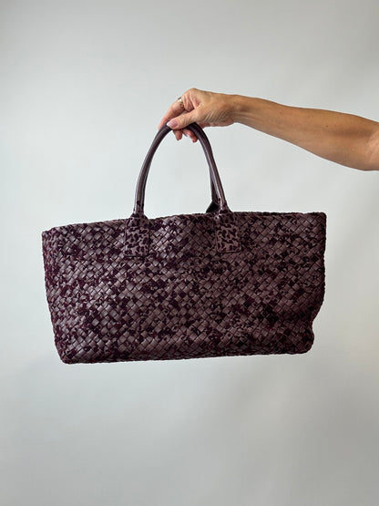 Bottega Veneta Cabat Intrecciato Velvet and Leather Tote