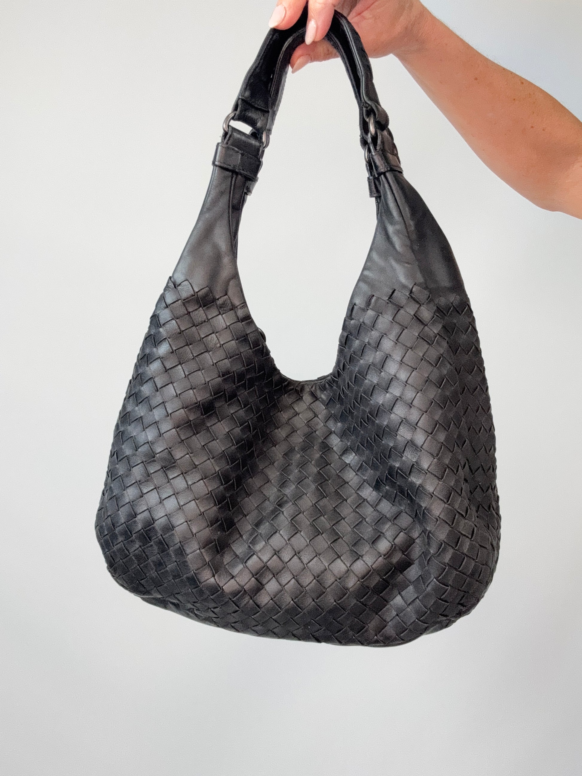 Bottega Veneta Intrecciato Campana Hobo Bag back of handbag