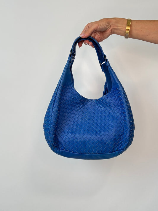 Bottega Veneta Small Campana Intrecciato Hobo - Royal Blue