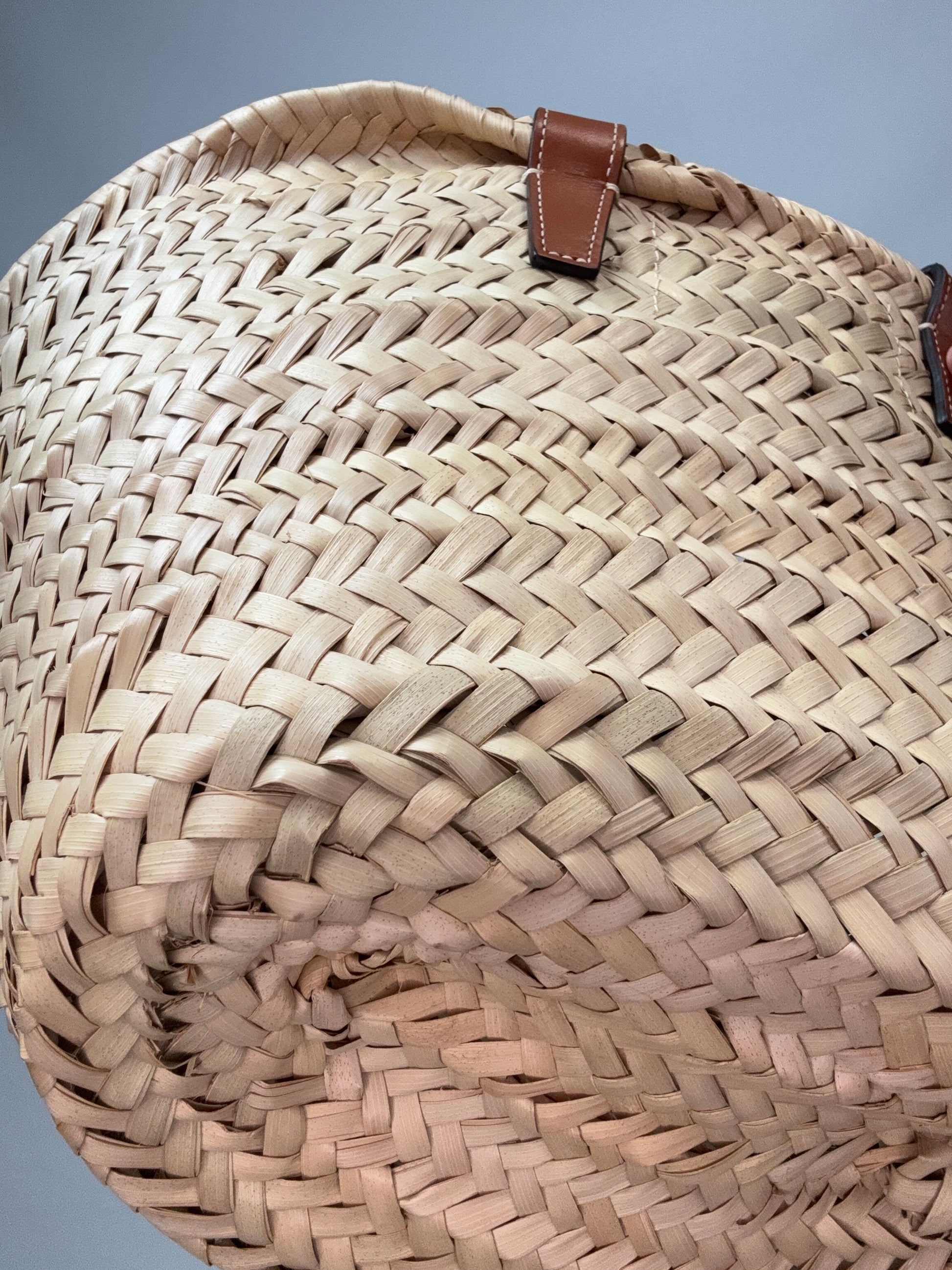 CELINE Classic Panier in Palm Leaves and Calfskin back left bottom corner