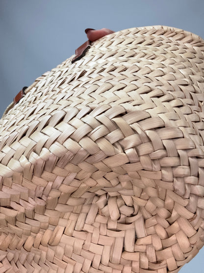 CELINE Classic Panier in Palm Leaves and Calfskin back right bottom corner