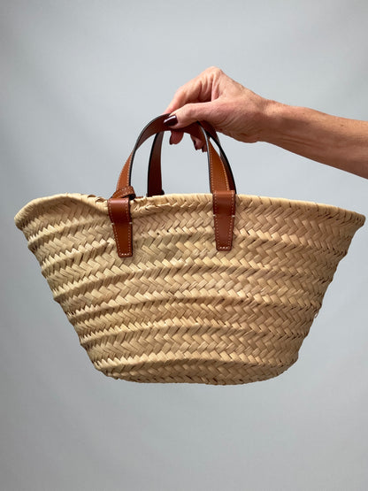 CELINE Classic Panier in Palm Leaves and Calfskin back of handbag
