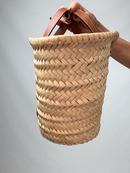 CELINE Classic Panier in Palm Leaves and Calfskin right side