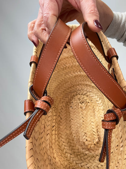 CELINE Classic Panier in Palm Leaves and Calfskin top of handles