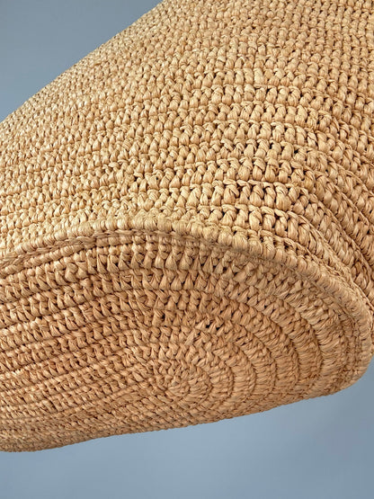 Celine Classic Raffia Tote back right bottom corner