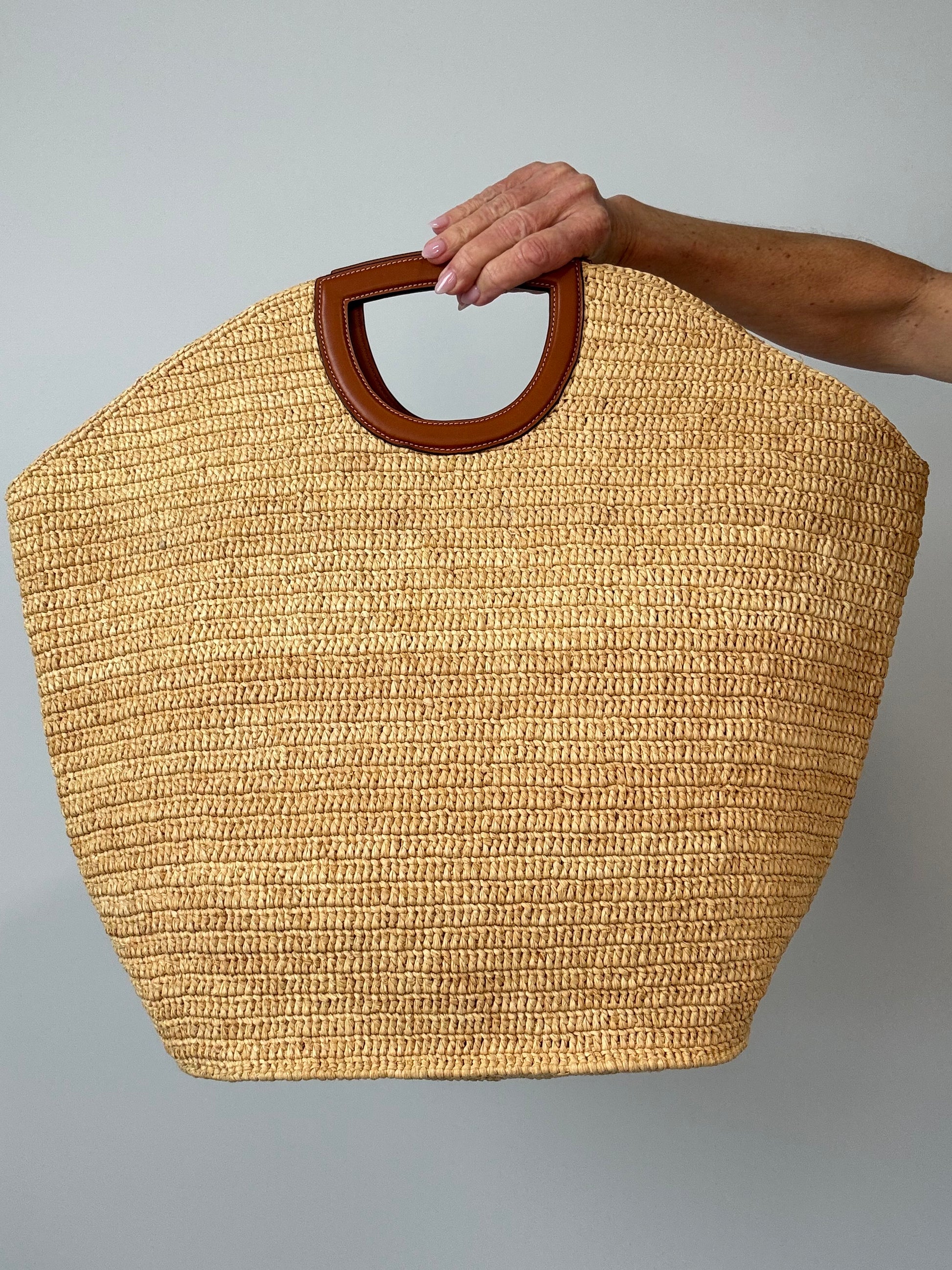 Celine Classic Raffia Tote back of tote