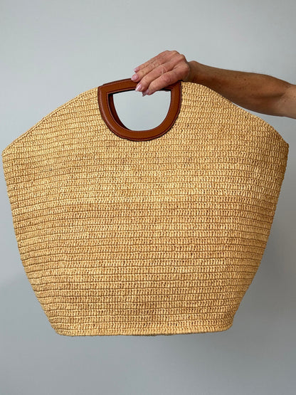 Celine Classic Raffia Tote back of tote