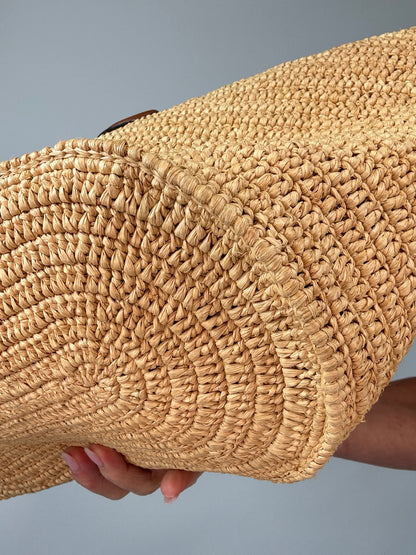 Celine Classic Raffia Tote front right bottom corner