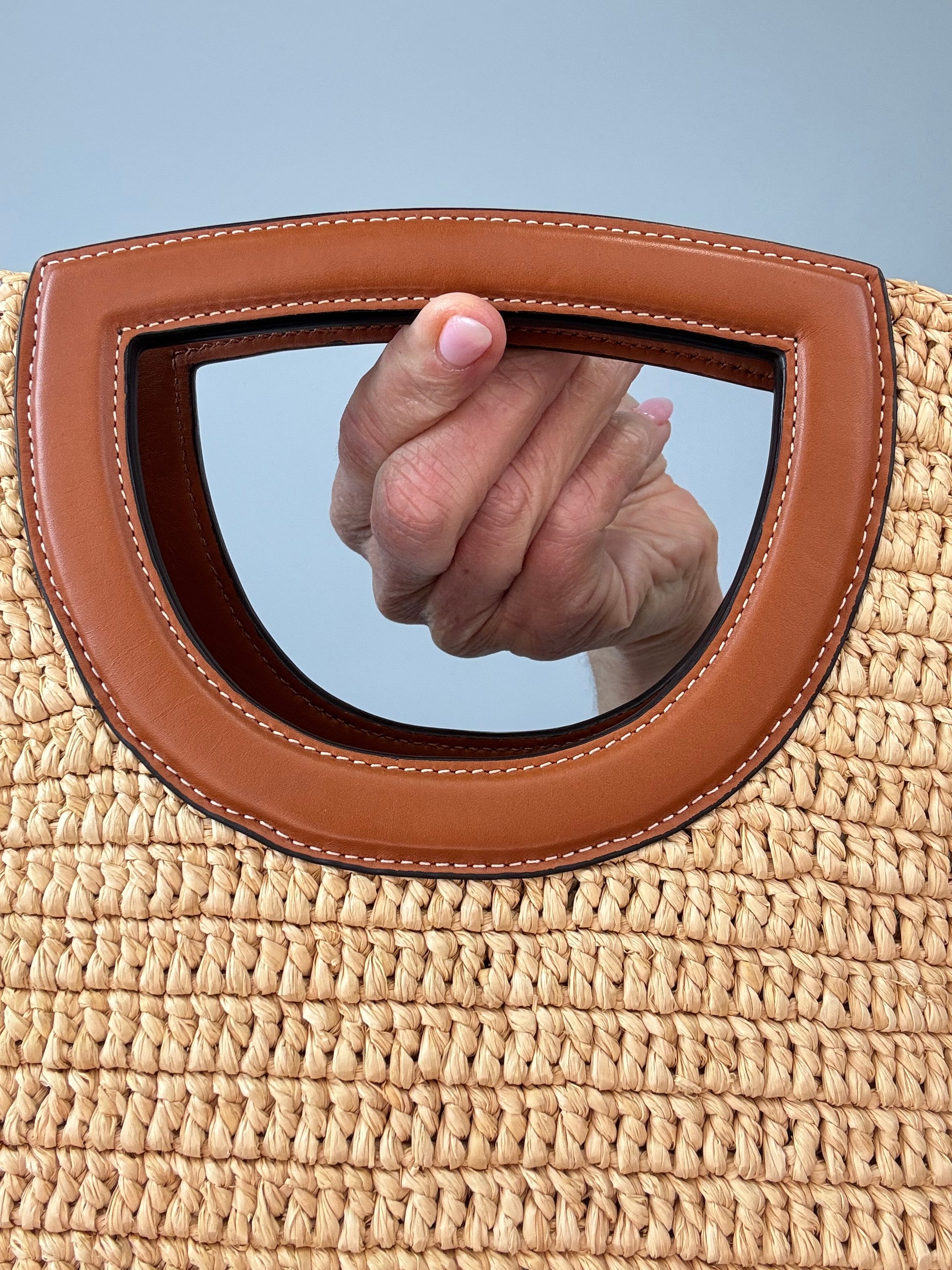 Celine Classic Raffia Tote top handle back