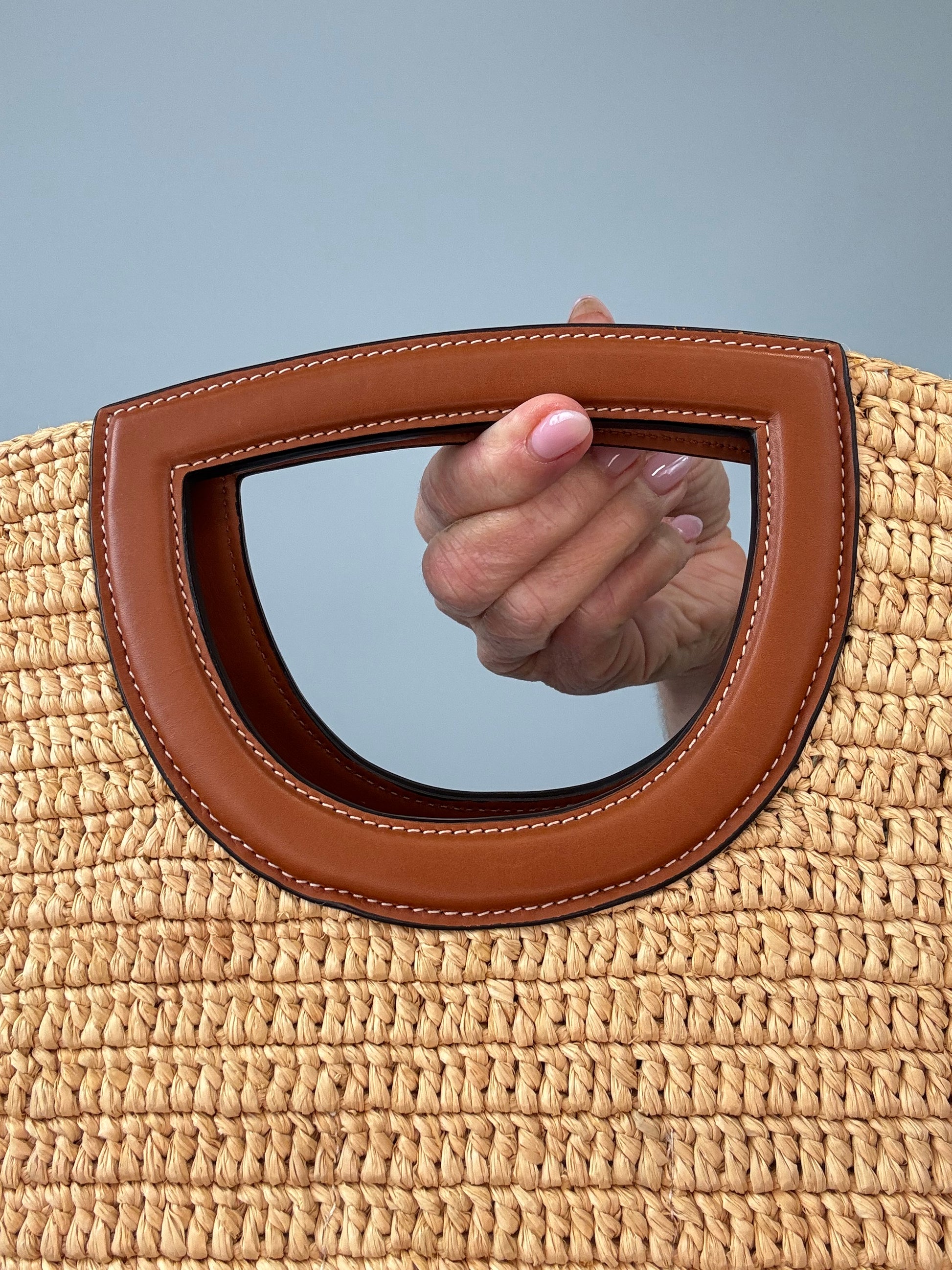 Celine Classic Raffia Tote top handle front