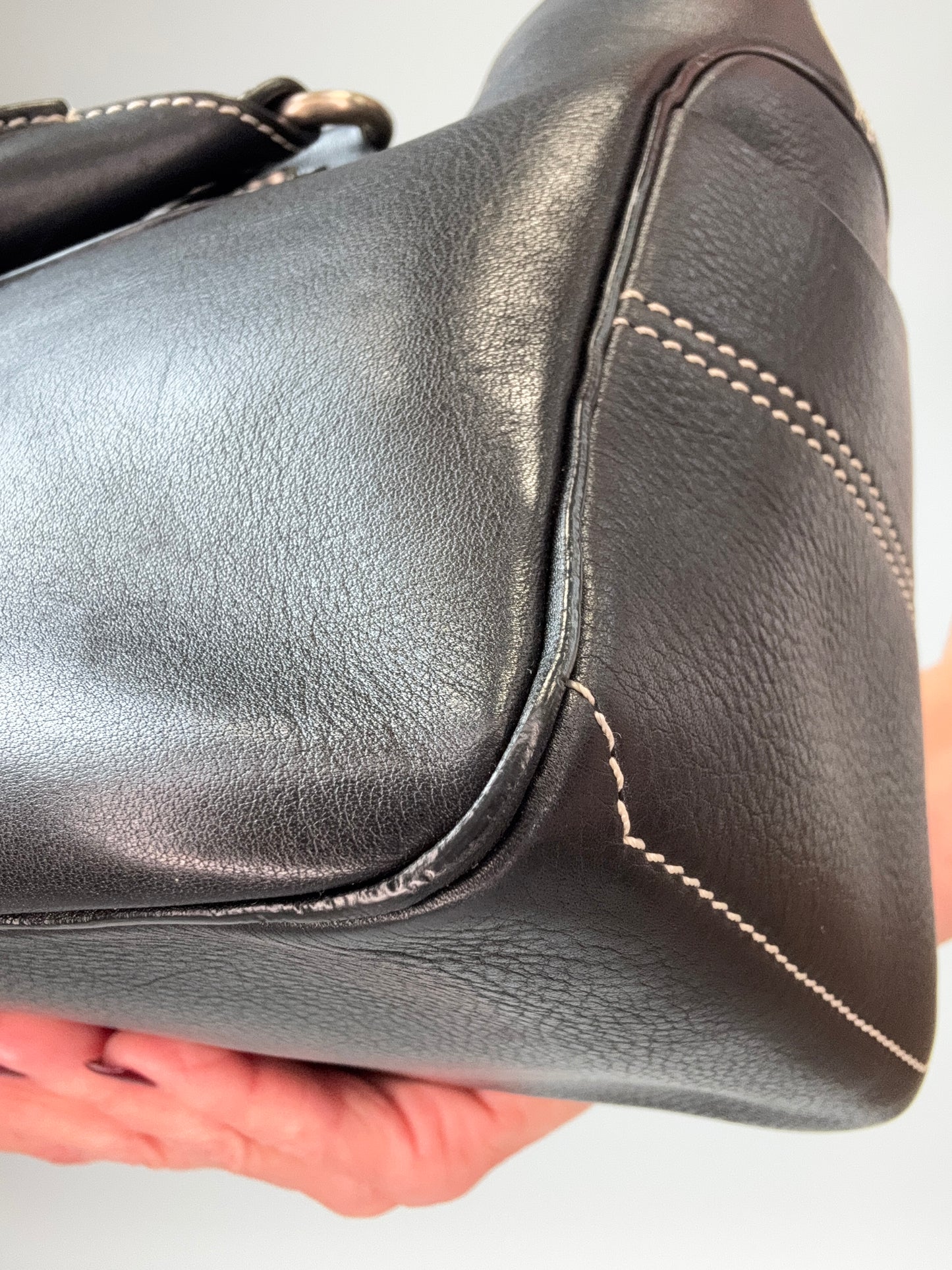 Celine Leather Boogie Bag in Black  back right bottom corner