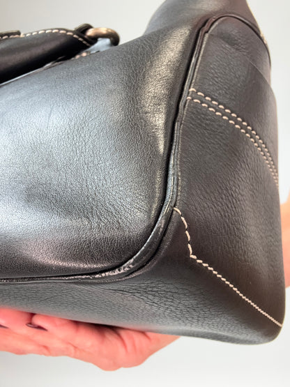 Celine Leather Boogie Bag in Black  back right bottom corner