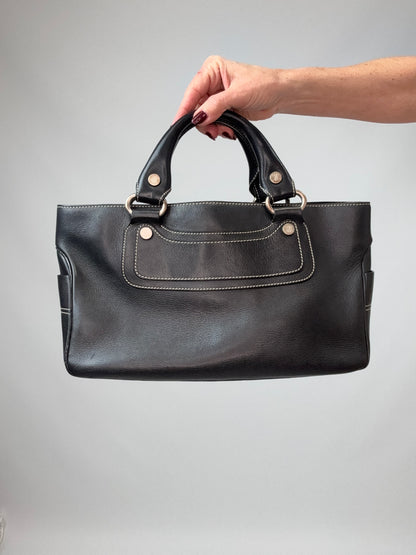 Celine Leather Boogie Bag in Black back of handbag