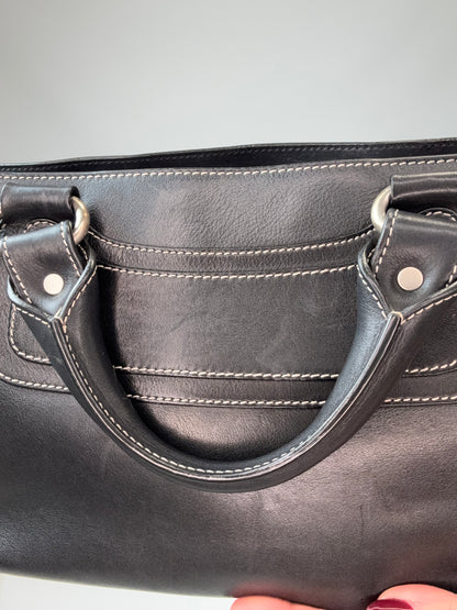 Celine Leather Boogie Bag in Black interior of front top handle