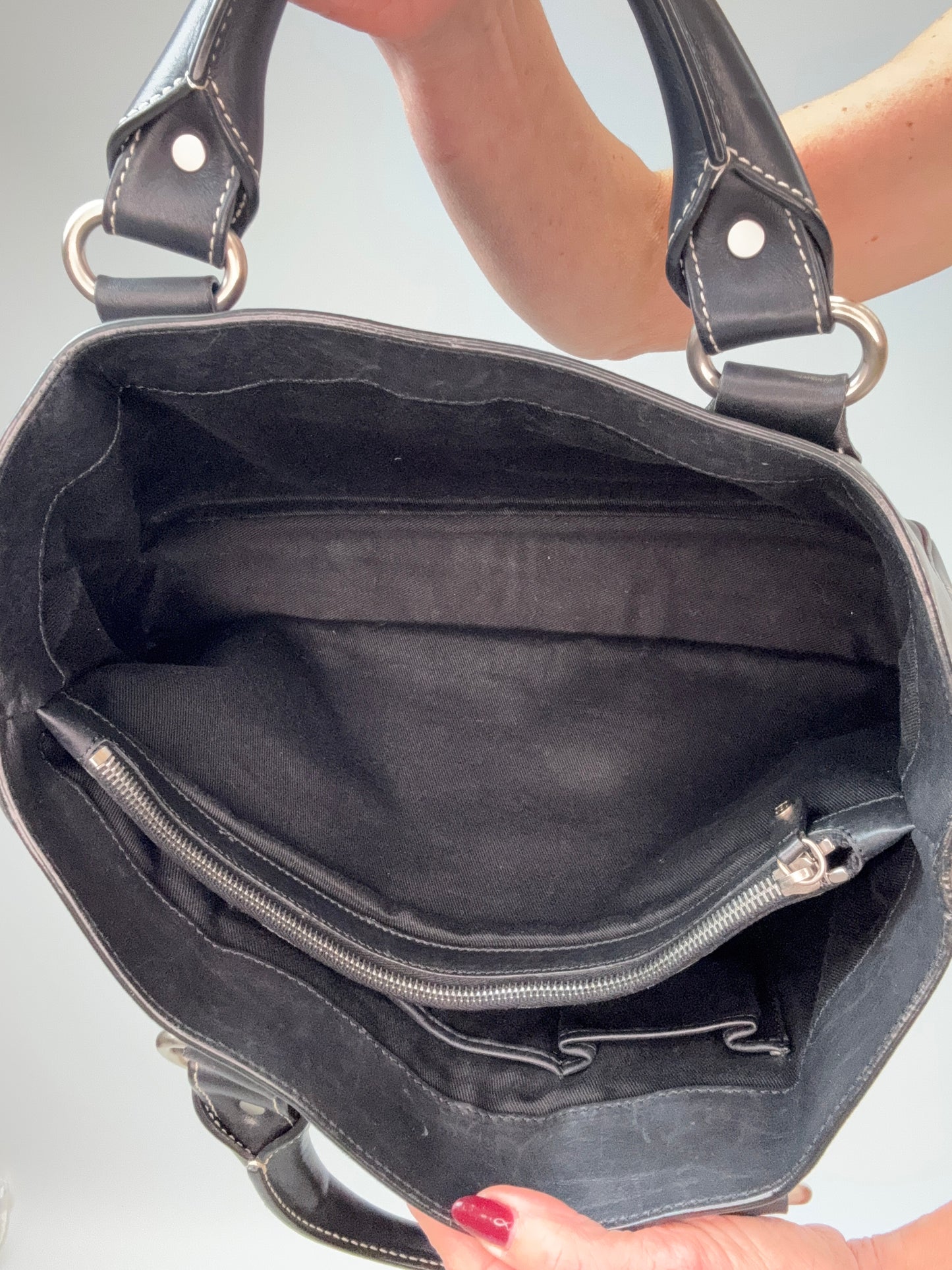 Celine Leather Boogie Bag in Black handbag interior 2