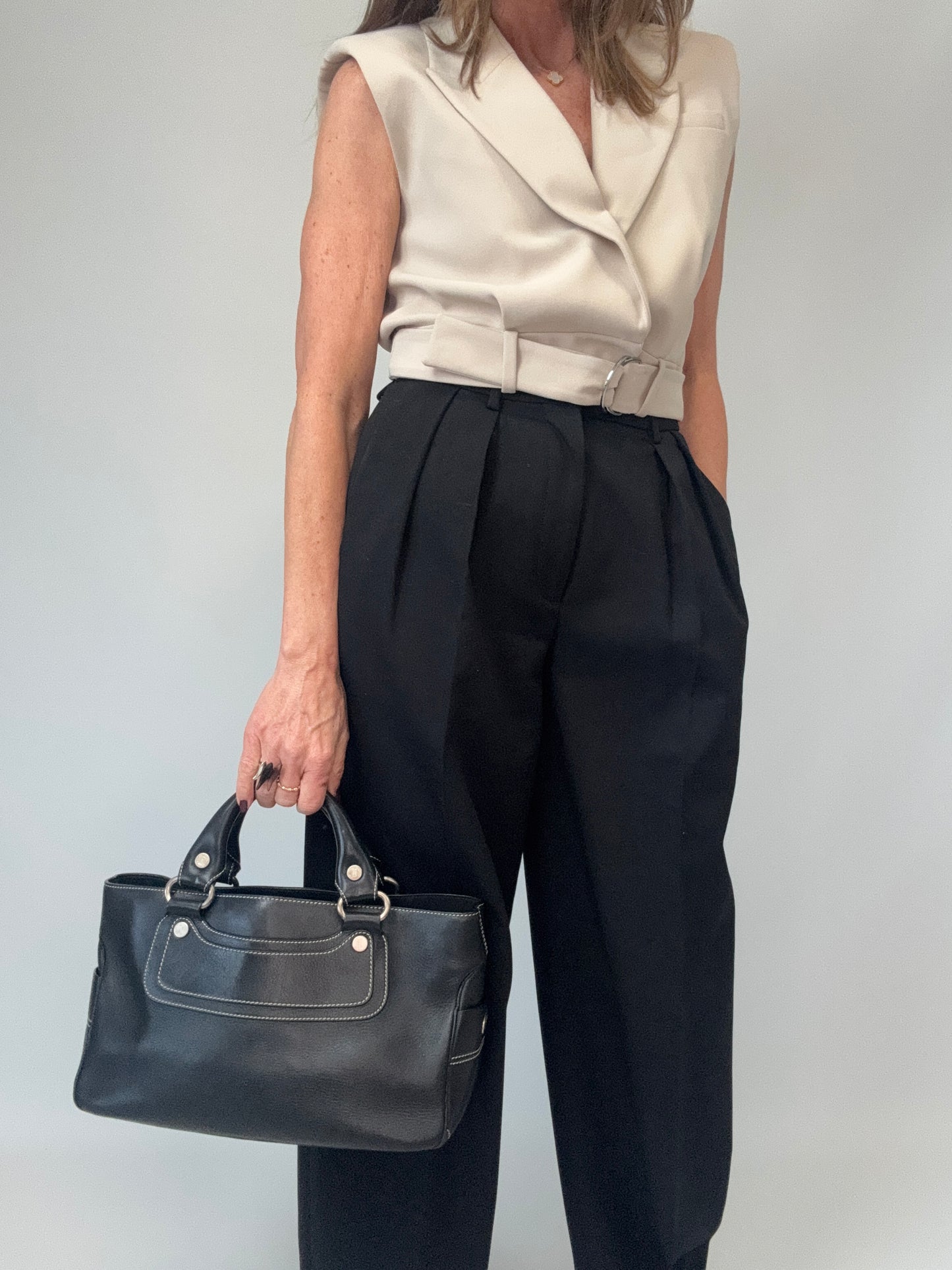 Celine Leather Boogie Bag in Black modeled