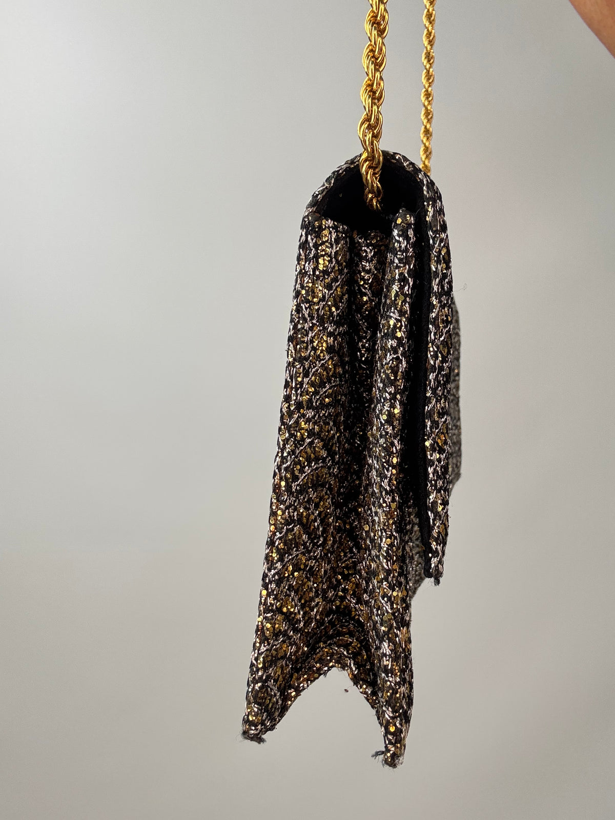 Celine Metallic Brocade Evening Bag - Vintage left side