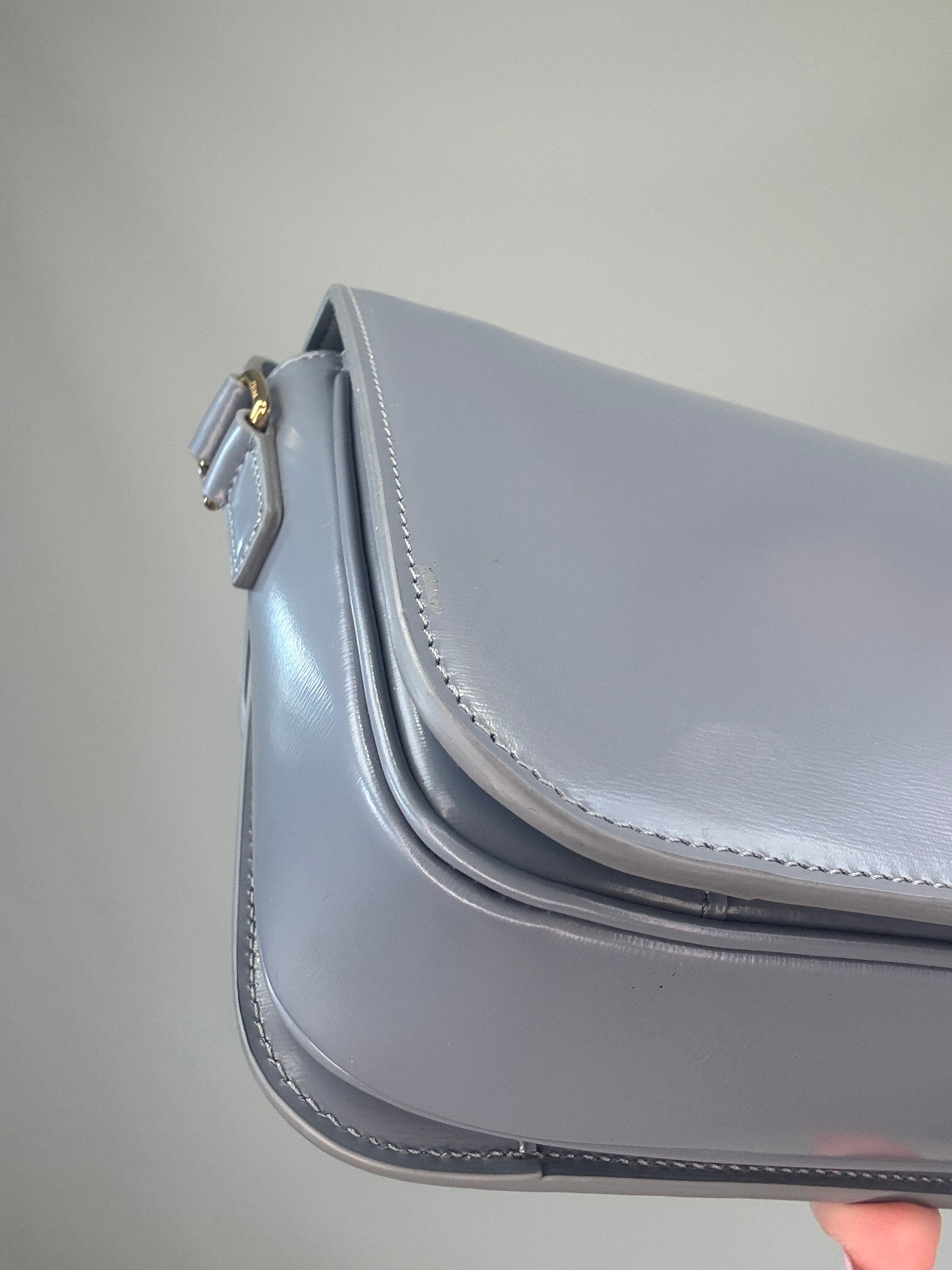 Celine Teen Triomphe Calfskin Shoulder Bag back left bottom corner