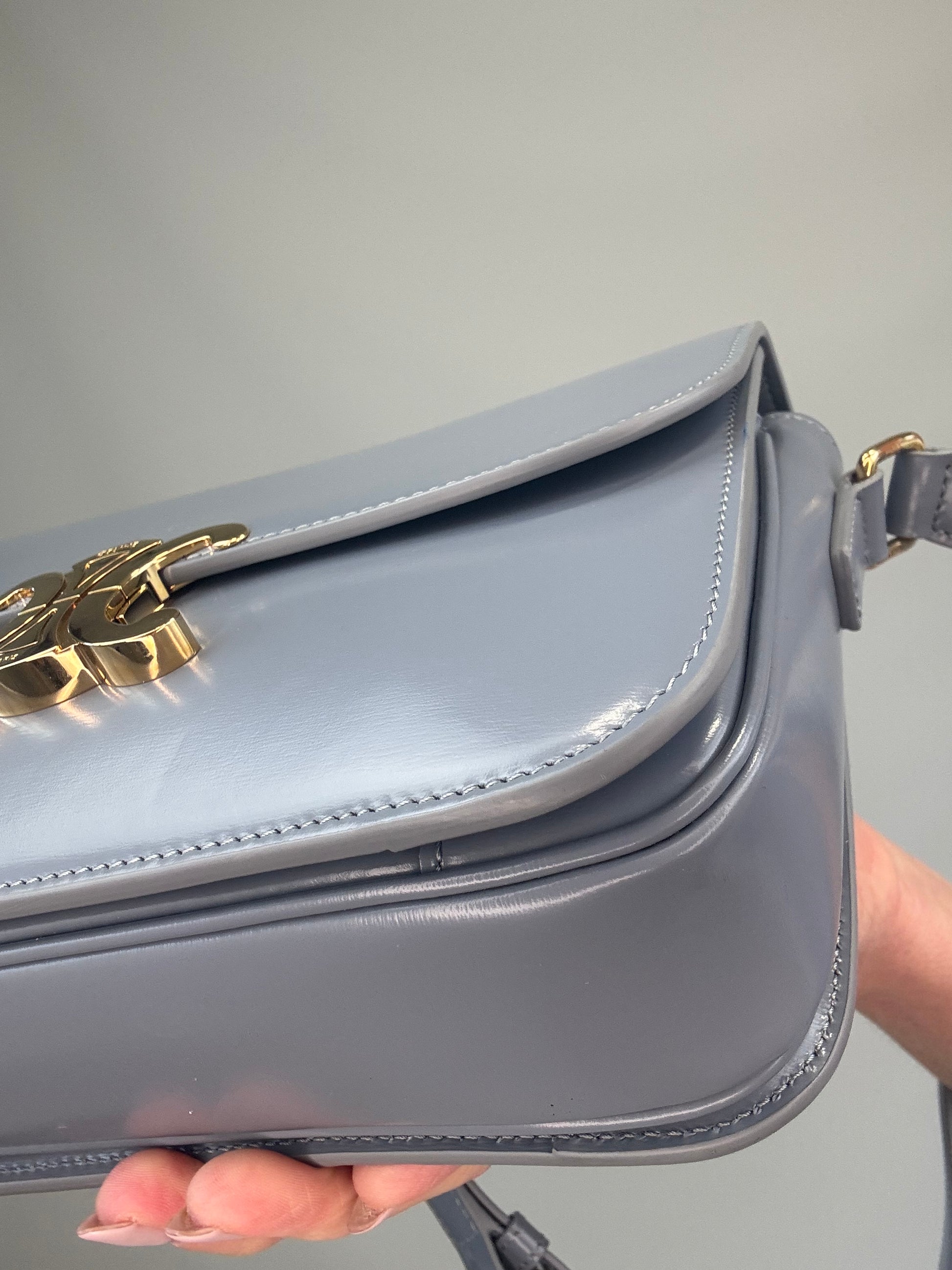 Celine Teen Triomphe Calfskin Shoulder Bag front right bottom corner