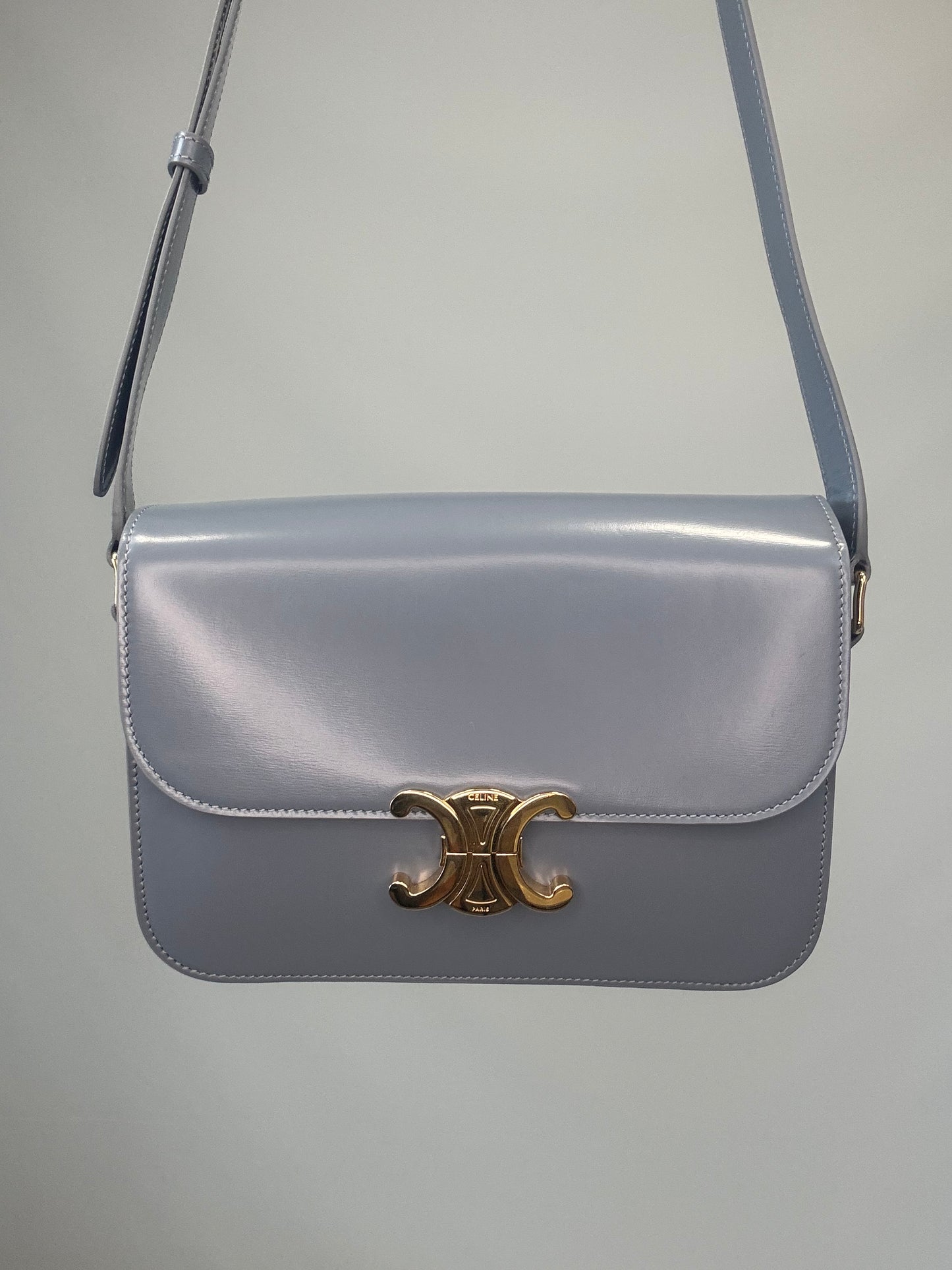 Celine Teen Triomphe Calfskin Shoulder Bag front of handbag