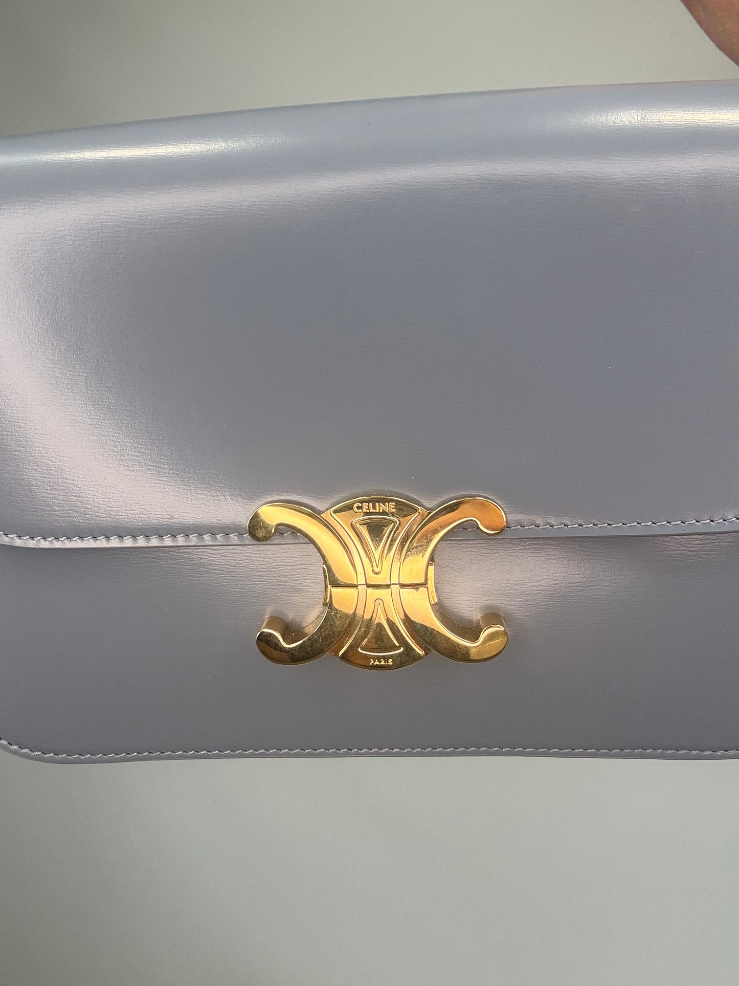 Celine Teen Triomphe Calfskin Shoulder Bag gold logo closure