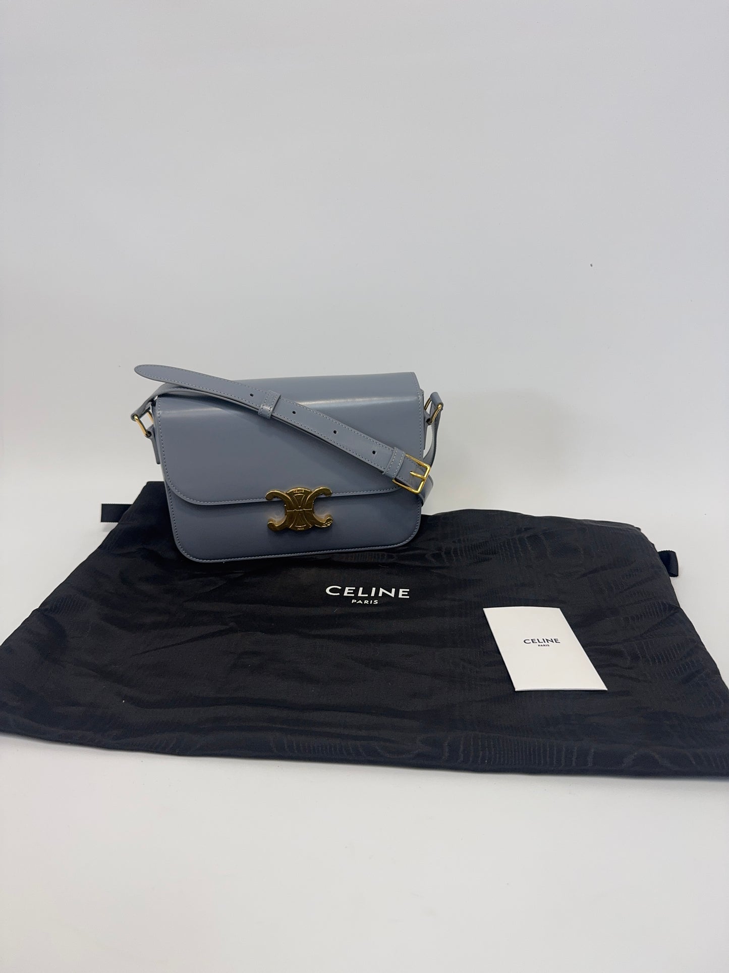 Celine Teen Triomphe Calfskin Shoulder Bag with dust bag and care card