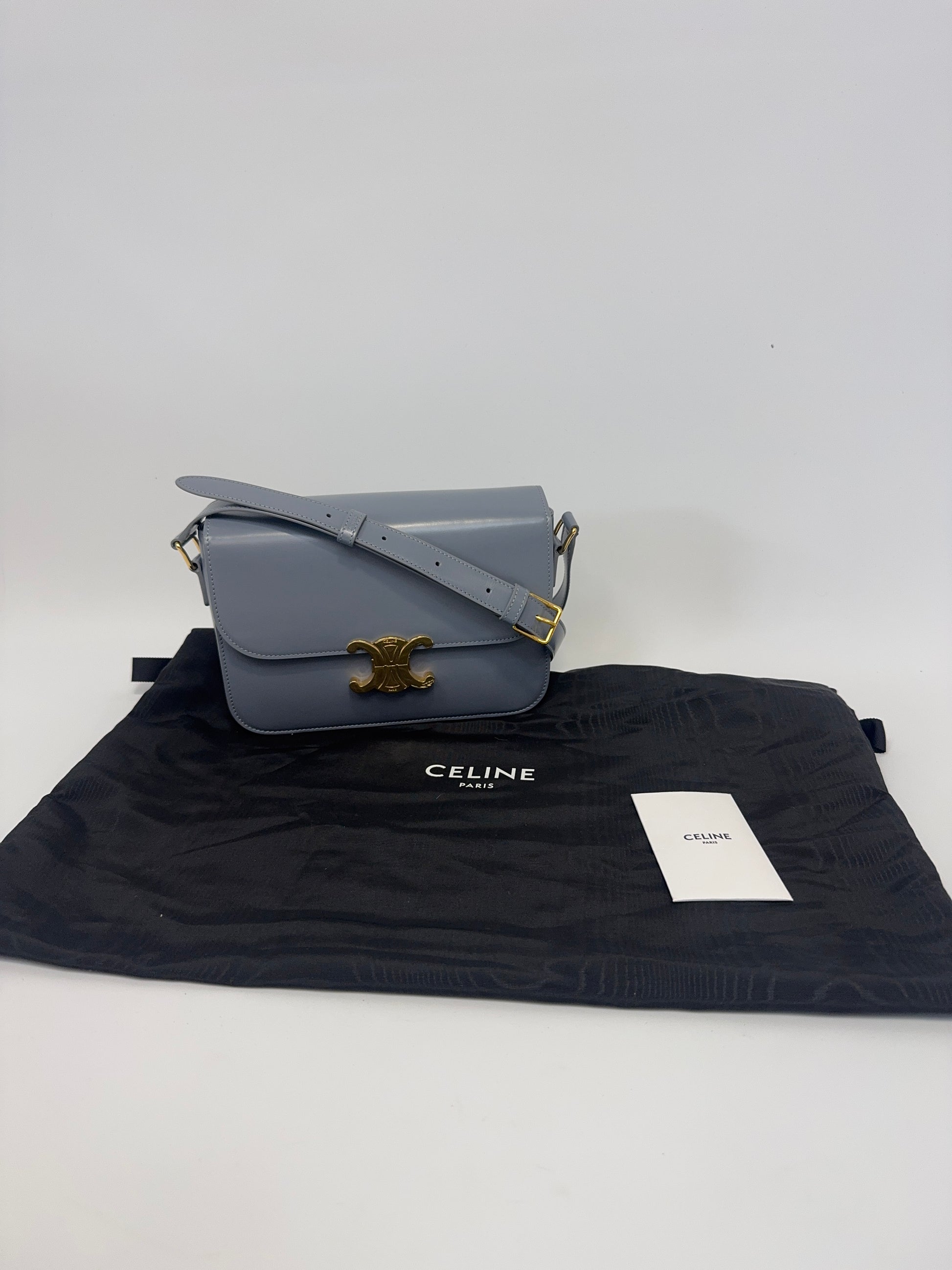 Celine Teen Triomphe Calfskin Shoulder Bag with dust bag and care card
