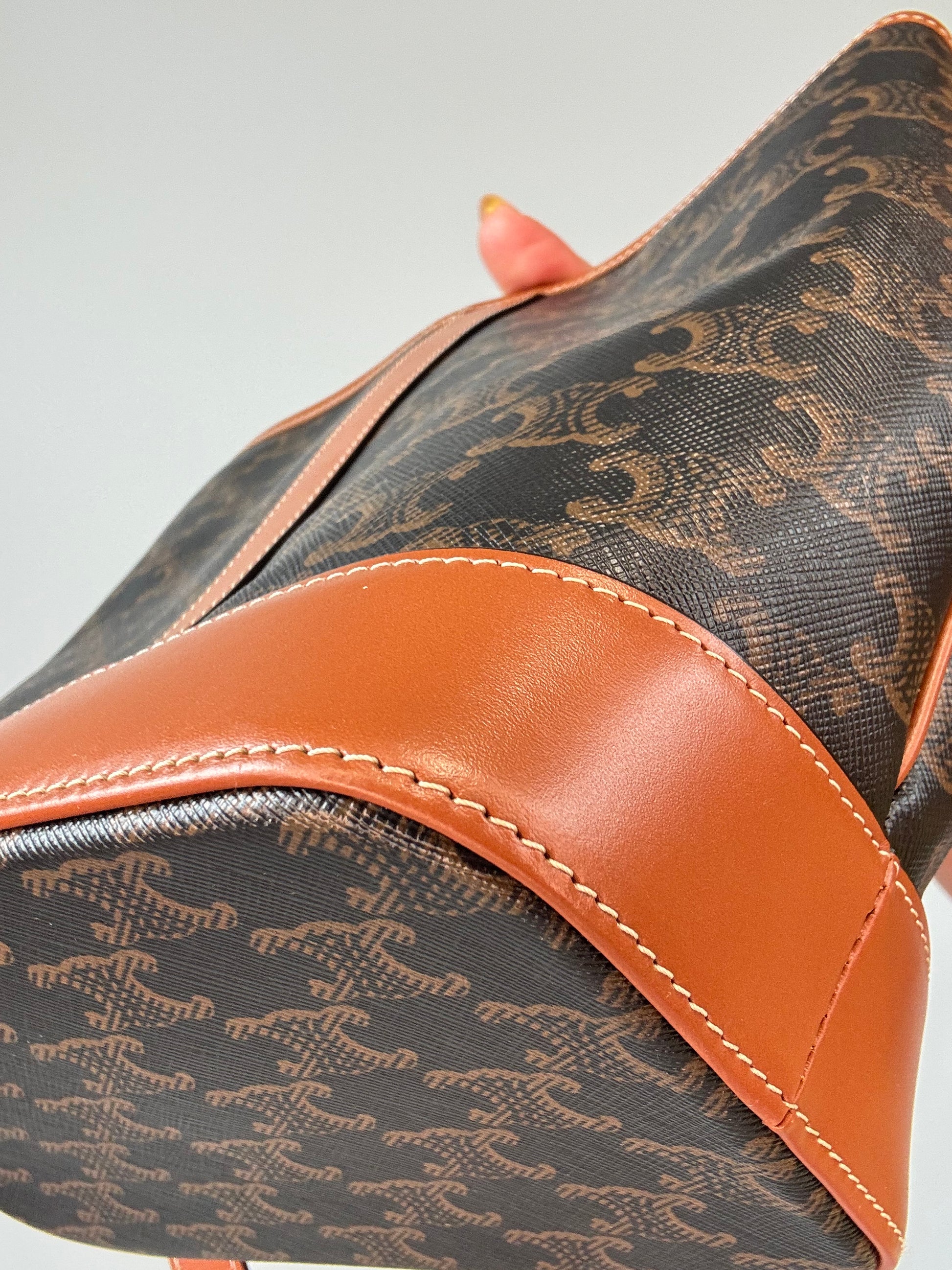 Celine Triomphe Bucket Bag back right bottom corner