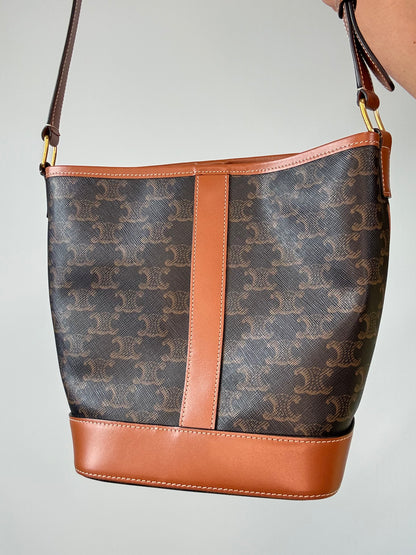 Celine Triomphe Bucket Bag back of handbag