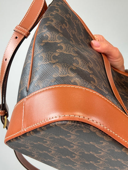 Celine Triomphe Bucket Bag front left bottom corner