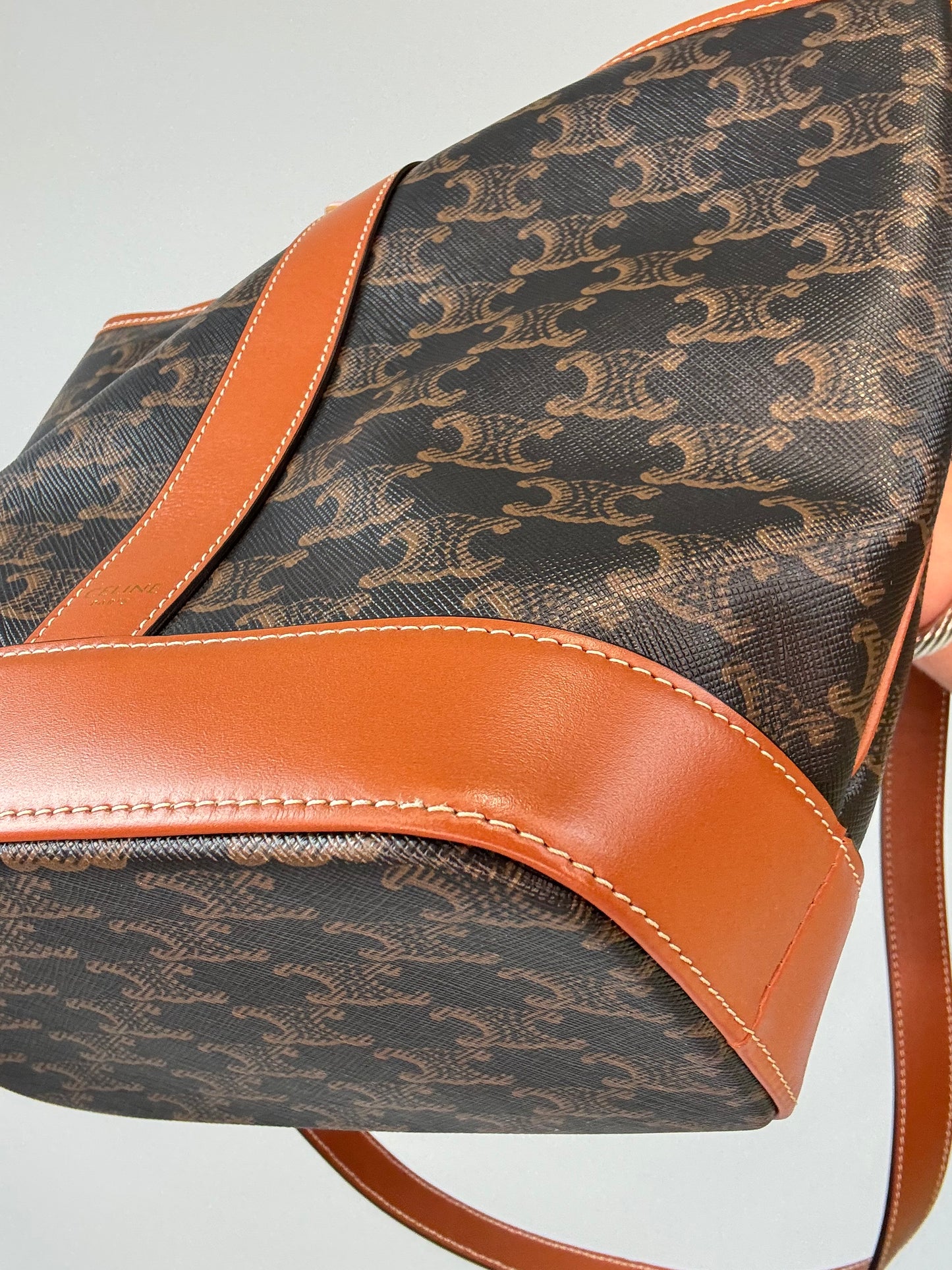 Celine Triomphe Bucket Bag front right bottom corner
