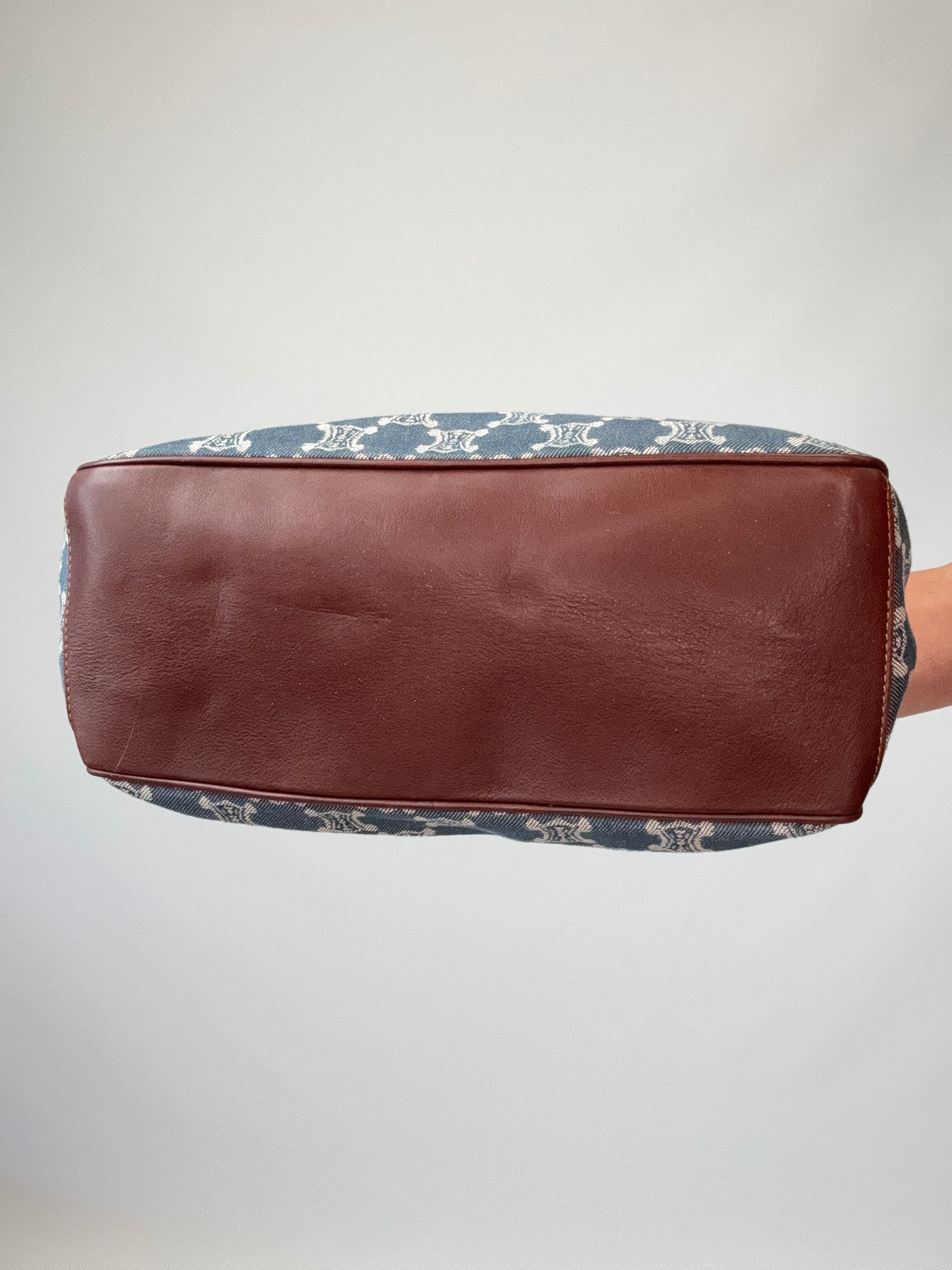 Celine Triomphe Denim Leather Boogie Bag bottom of handbag