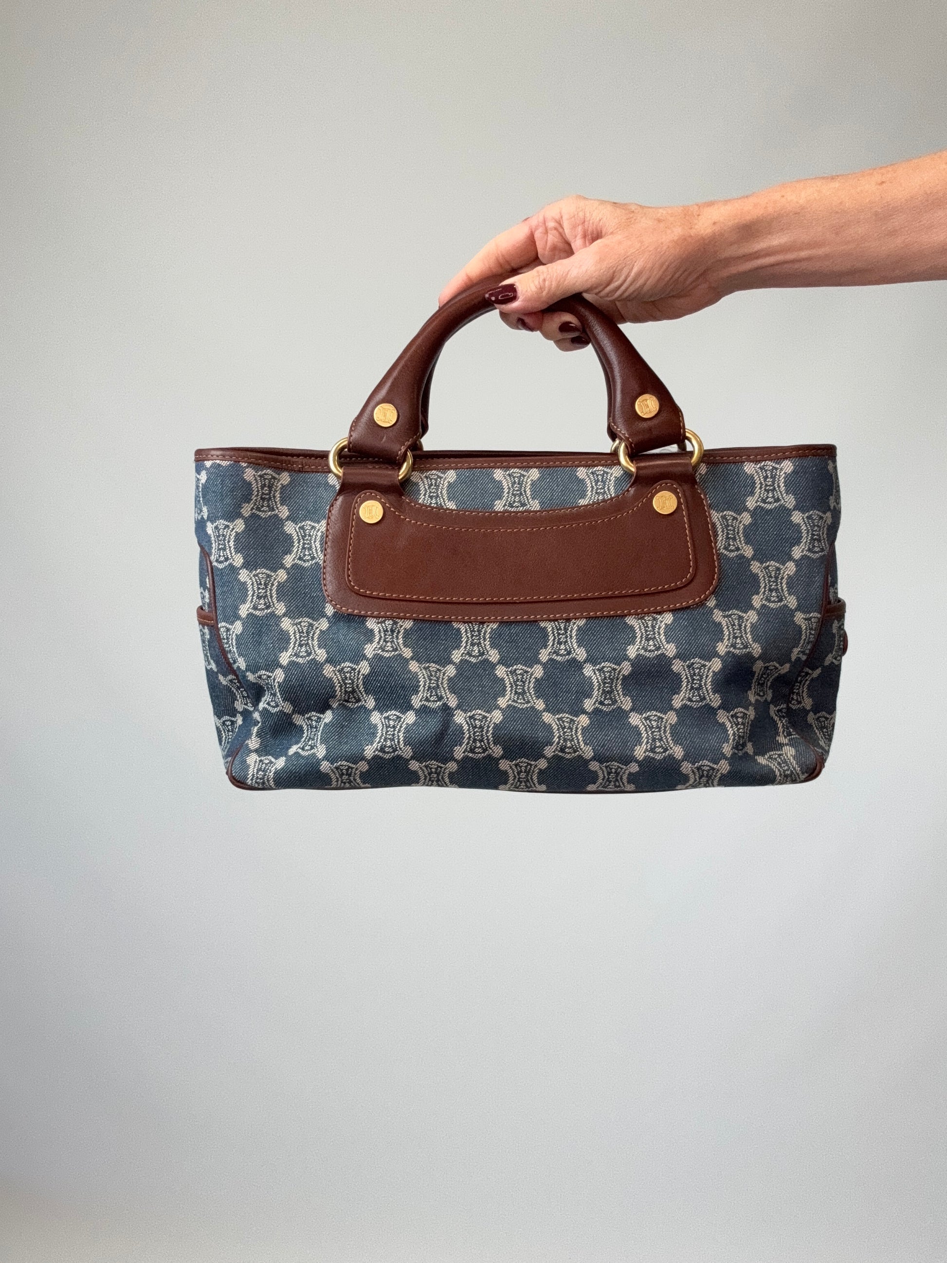 Celine Triomphe Denim Leather Boogie Bag