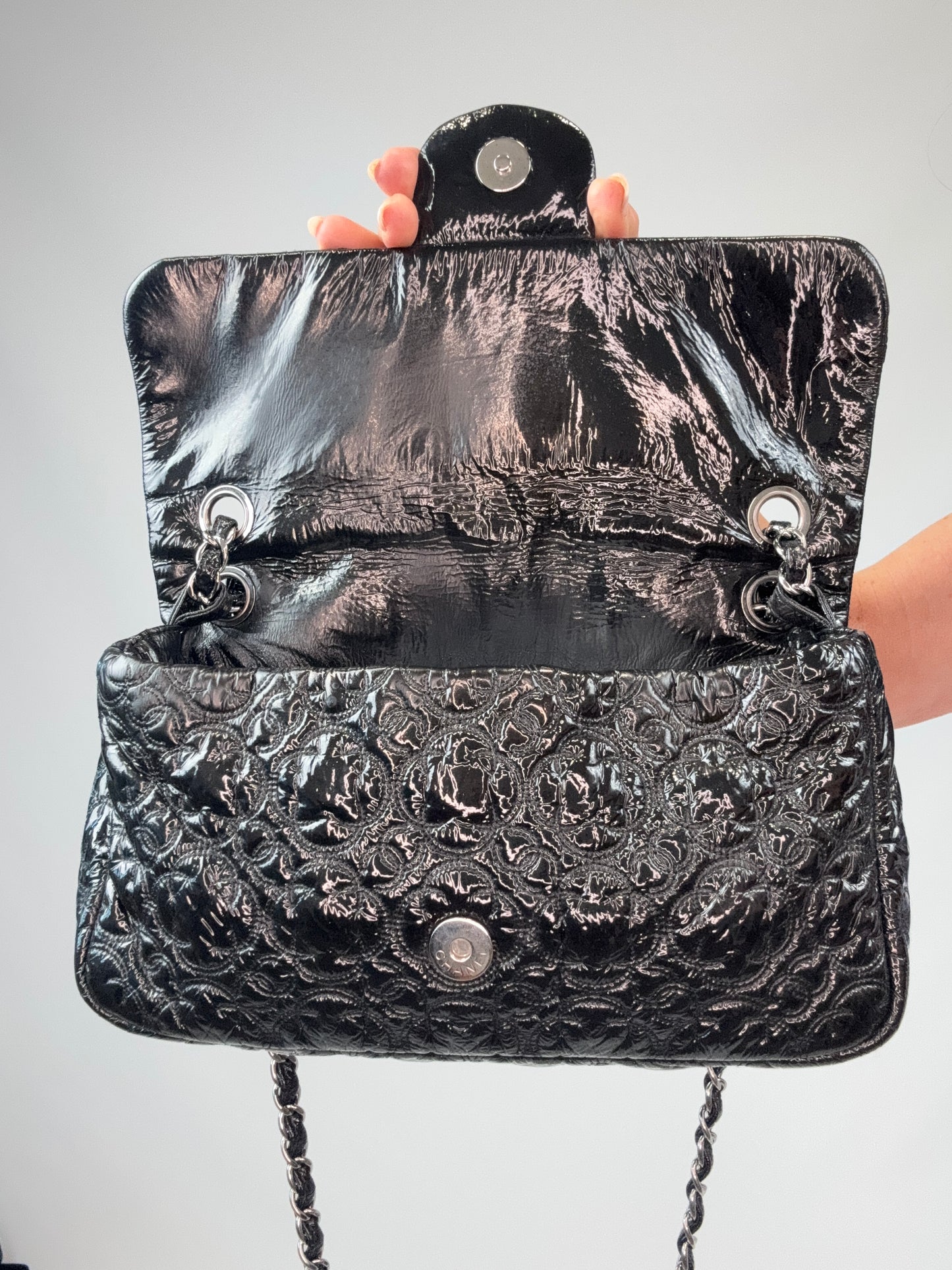 Chanel Patent leather  Rock In Moscow Single Flap Bag flap interior