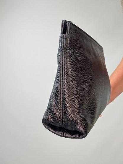 Chanel Black Caviar Resin Oversized XL CC Clutch right side