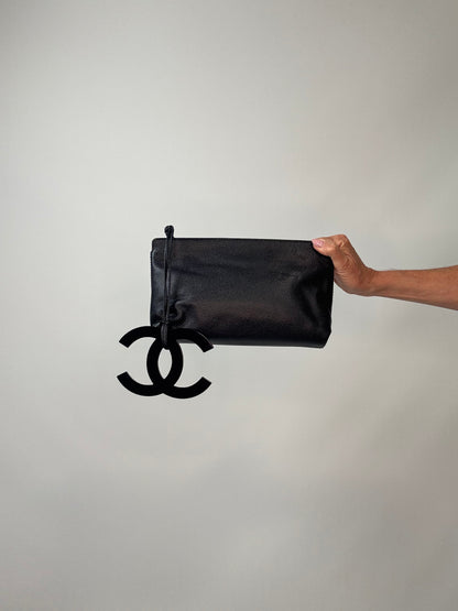 Chanel Black Caviar Resin Oversized XL CC Clutch