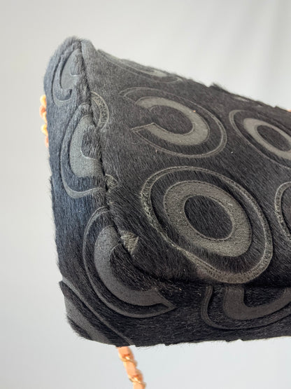 Chanel Black Pony Hair Coco East West Flap Bag back left bottom corner