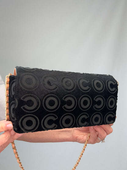 Chanel Black Pony Hair Coco East West Flap Bag back left side view
